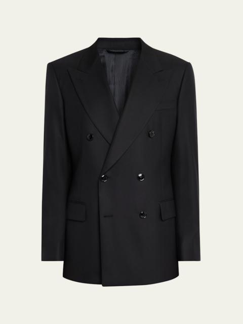 GIORGIO ARMANI Men's Peak-Lapel Double-Breasted Blazer Jacket