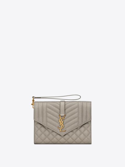 SAINT LAURENT envelope flap pouch in mix matelassé metallic grain de poudre embossed leather