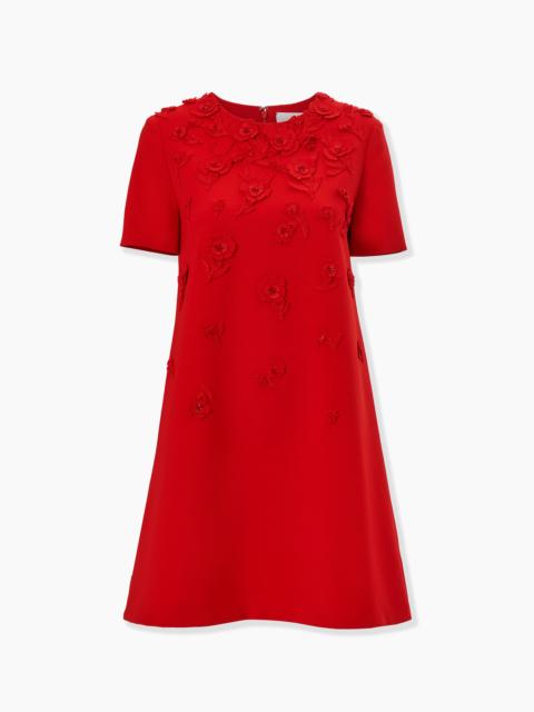 Carnation-Embroidered Mini Dress
