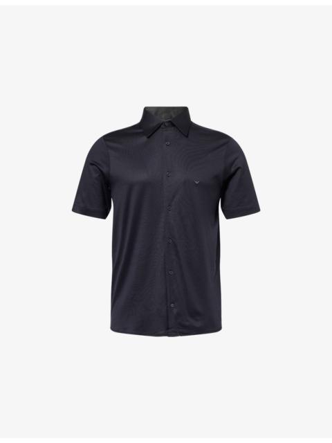 EMPORIO ARMANI Slim-Fit Short-Sleeve Cotton-Blend Shirt