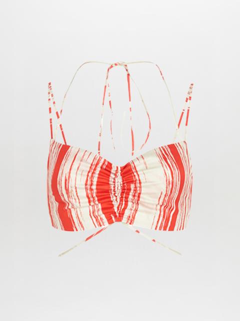 SILVIA TCHERASSI Travis Top Coral Red Palm Print