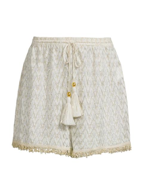 RAMY BROOK Women's Mina Fringed Chevron Shorts - White Gold