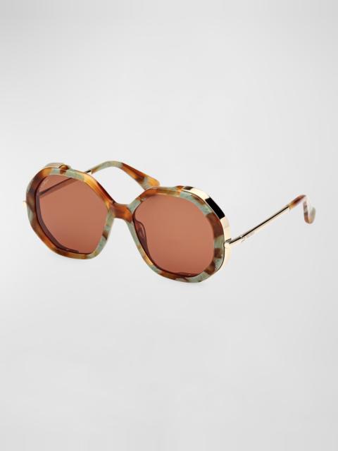 Liz Mixed-Media Round Sunglasses