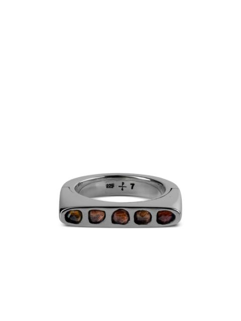 Parts of Four sterling silver Sistema sapphire ring