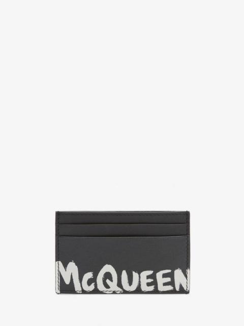 Men's McQueen Graffiti Card Holder in Black/white