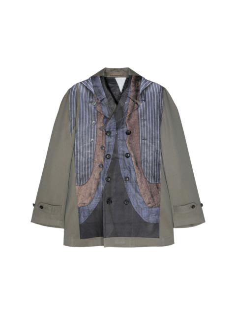 Comme des Garçons Homme Plus mix-print double-breasted coat