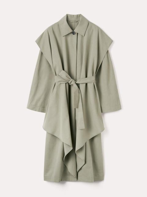 Layered cotton cupro trench wet sand