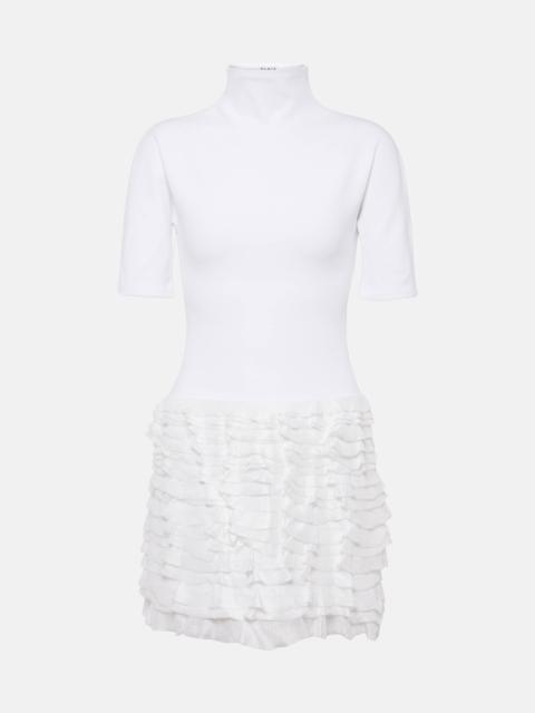 Alaïa Ruffled high-neck jersey minidress