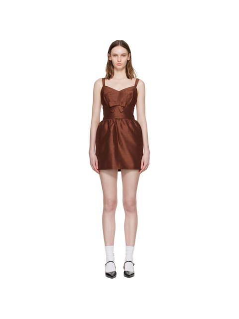 SHUSHU/TONG Brown Wide Strap Bow Back Minidress