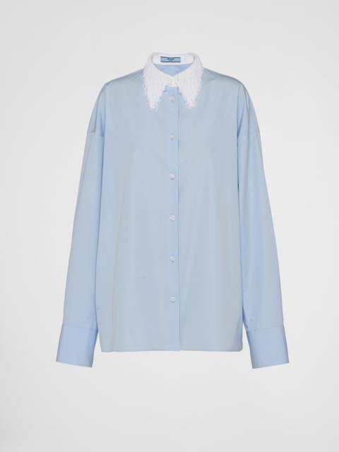 Poplin shirt with fringed collar