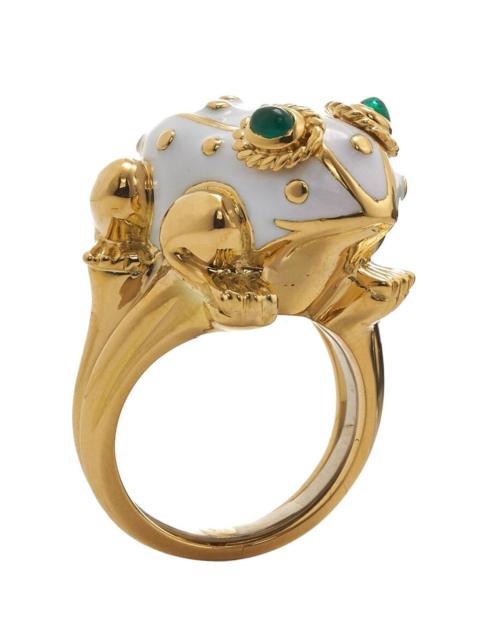 DAVID WEBB Emerald Large Frog Enamel Ring