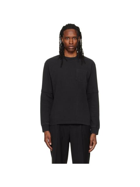 sacai Black Cotton Jersey Long Sleeve T-shirt