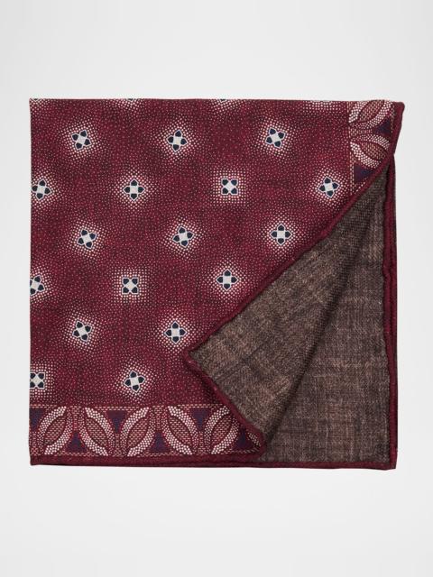 Brunello Cucinelli Men's Silk Floral Print Pocket Square