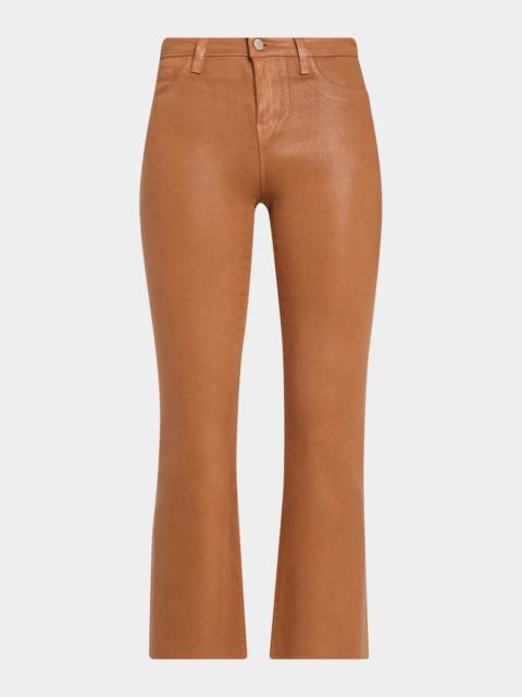 L'AGENCE Kendra High-Rise Coated Crop Flare Jeans