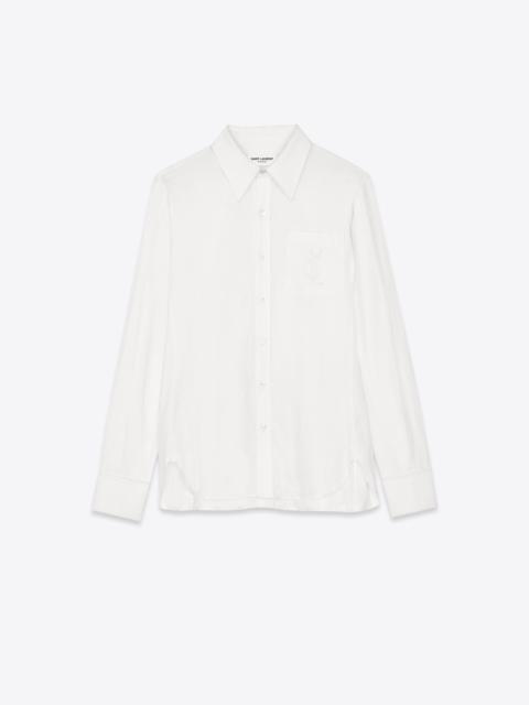 SAINT LAURENT monogram embroidered shirt in cotton and linen