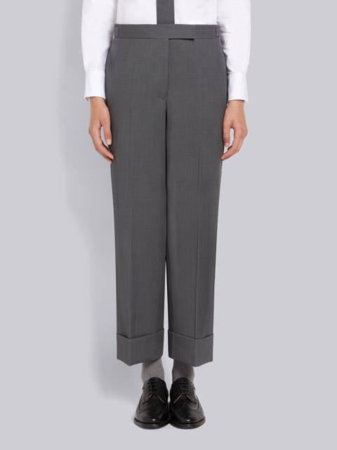 Medium Grey Wool Pique Suiting Side Tab Low Rise Straight Trouser