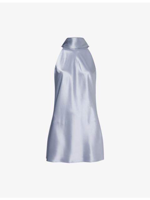 GALVAN Sienna Halter-Neck Satin Mini Dress