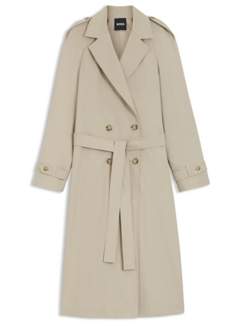 BOSS DOUBLE-BREASTED TRENCH COAT WITH LOW-WAIST BELT