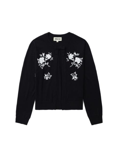 floral-embroidered silk-cashmere cardigan