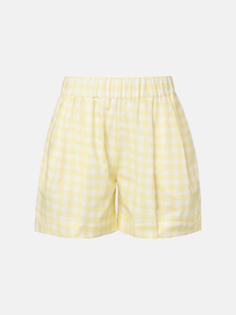 ASCENO Gingham linen and cotton shorts