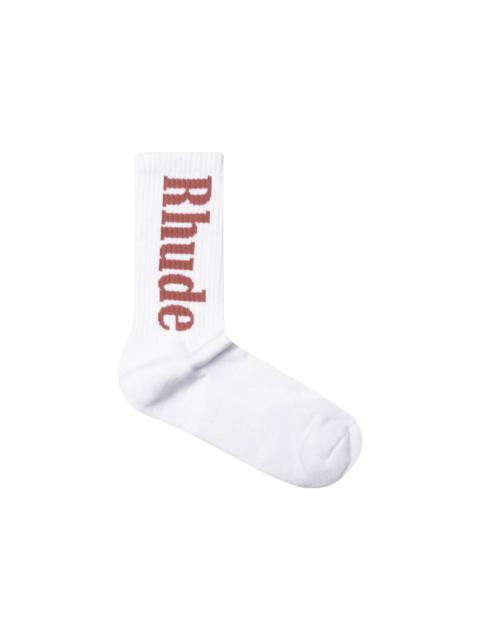 Rhude Logo Sock 'White/Mauve'