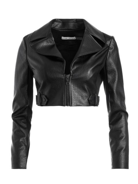 Alice + Olivia YARDLEY VEGAN LEATHER CROPPED JACKET