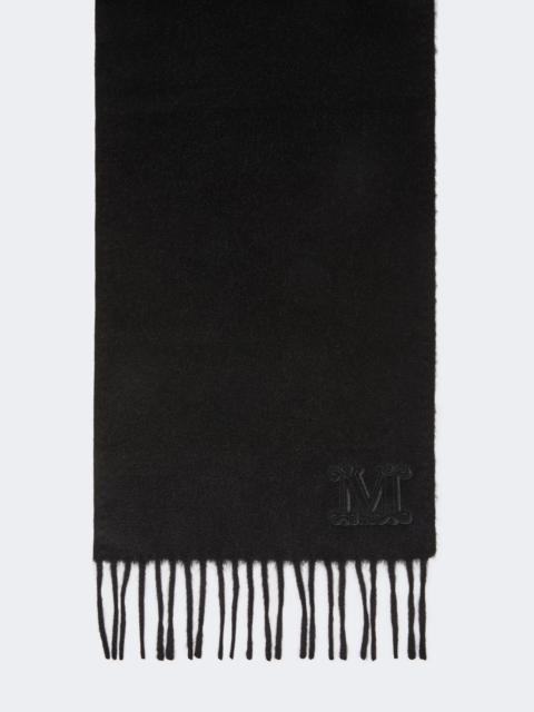 Max Mara Monogram-embroidered camel stole - BLACK