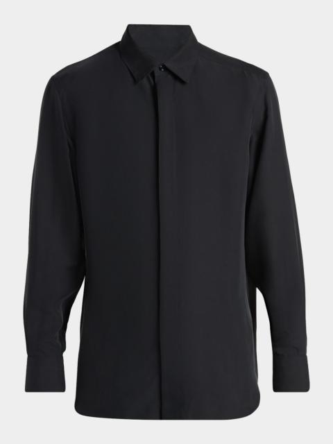 TOM FORD Men's Cupro Twill Concealed-Placket Sport Shirt