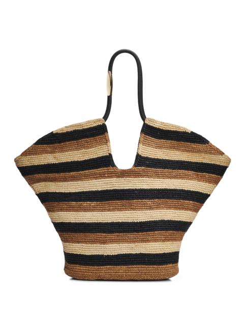 Zimmermann Women's Goldentime Large Striped Handwoven Raffia Tote Bag - Black Stripes