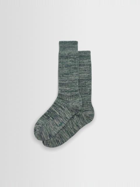 Wax London Sandwell - Ecru And Green Twisted Cotton Socks