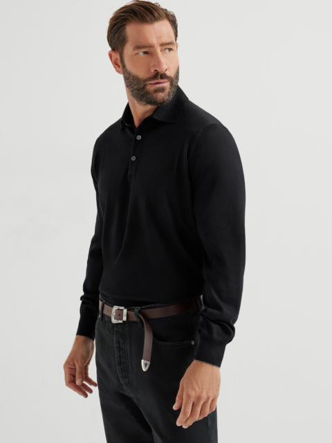 Brunello Cucinelli Virgin wool and cashmere lightweight knit polo shirt