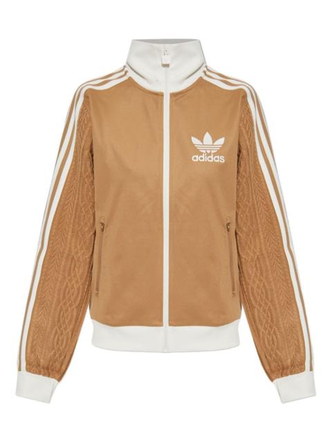 adidas knitted-sleeve zip-up sweatshirt