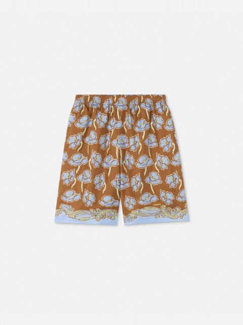 VERSACE Poppies Foulard Silk Shorts