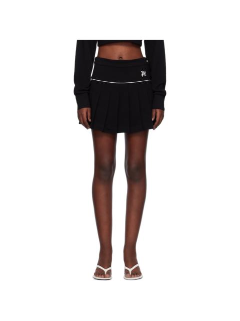 Palm Angels Black Monogram Pleated Miniskirt