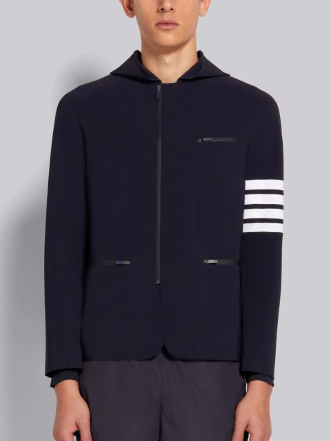 Navy 4-Bar Stripe Hooded Compression Sport Jacket