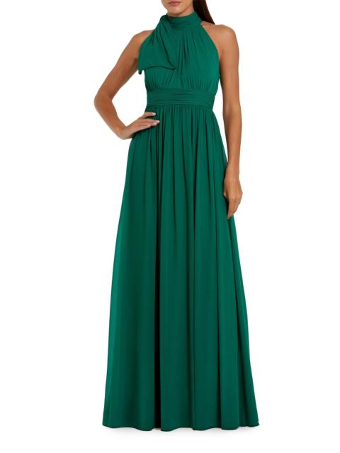 MAC DUGGAL Women's Sleeveless Chiffon Gown - Deep Emerald