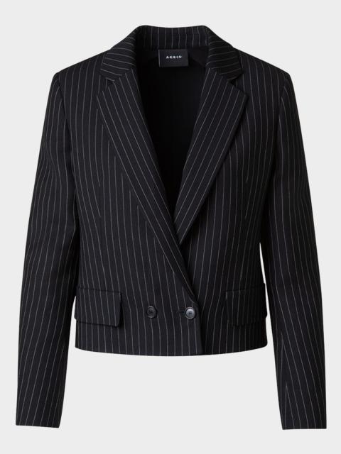 AKRIS Adele Pinstripe Double-Breasted Short Jacket