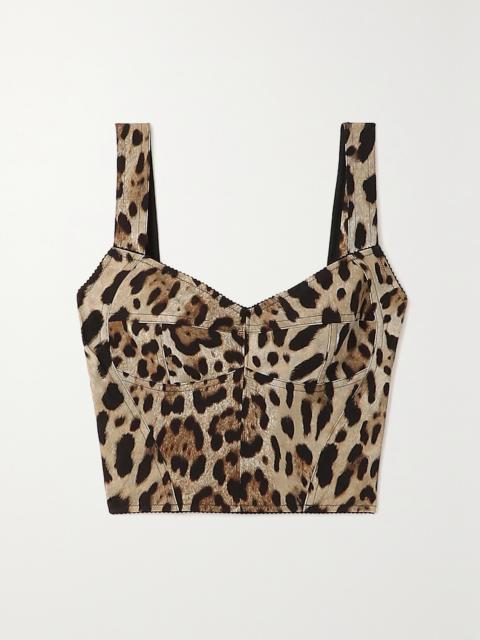 Dolce & Gabbana Cropped Leopard-print Stretch-canvas Bustier Top