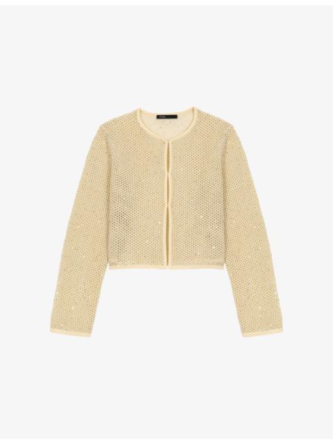 maje Rhinestone-Embellished Knitted Cardigan