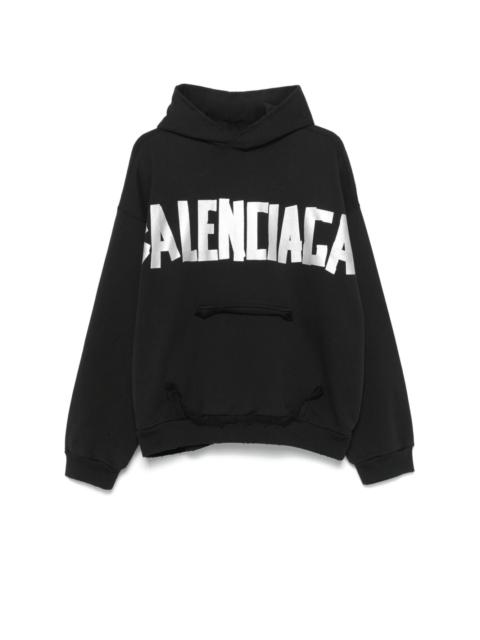 【BALENCIAGA】Ripped Pocket Hood Faded Black:Silver Balenciaga Tape Type Ripped Pocket Hoodie, 100% Cotton, Size