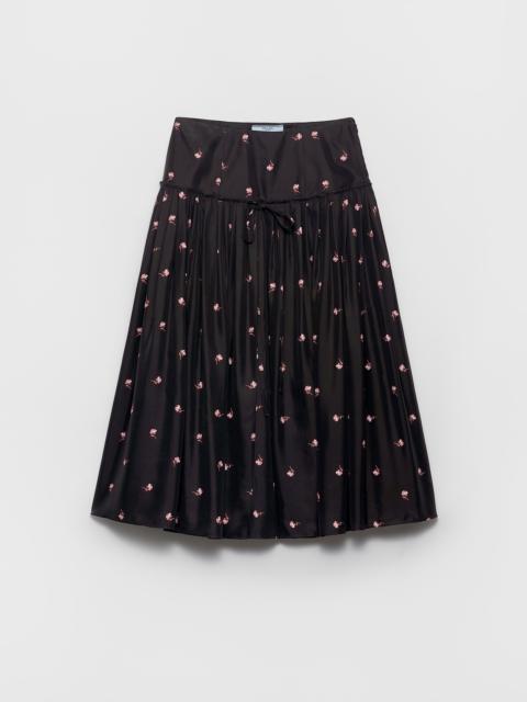 Prada Floral print washed silk midi-skirt