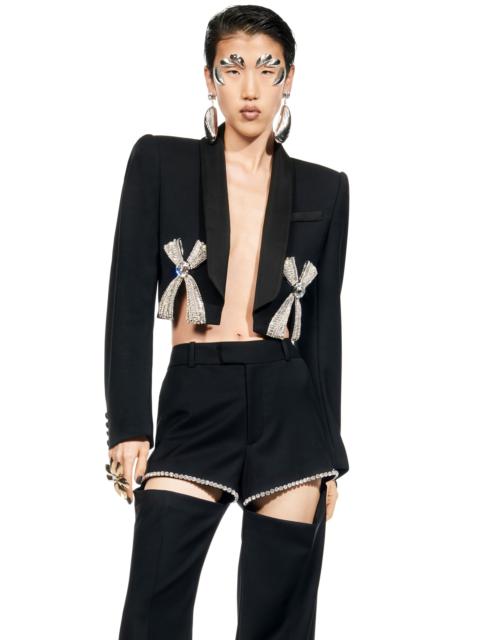 AREA DECO BOW SLIT CROPPED BLAZER