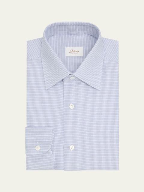 Brioni Men's Cotton Textured-Check Point Collar Dress Shirt