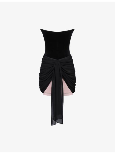 House of CB Clara Velvet and Chiffon Mini Dress