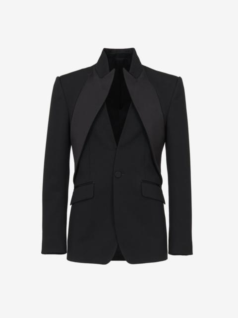 Men's Twisted Lapel Tuxedo Jacket in Black