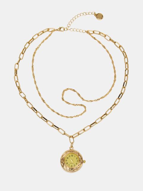 STEVE MADDEN WATCH PENDANT NECKLACE GOLD