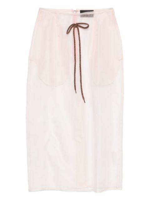 Simone Rocha sheer frayed column midi skirt