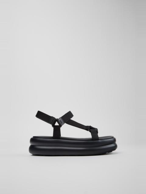 CAMPER Pelotas Flota Up Black Textile Sandals for Women.