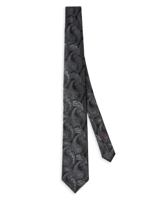 Brunello Cucinelli Men's Paisley Silk Tie - Medium Grey