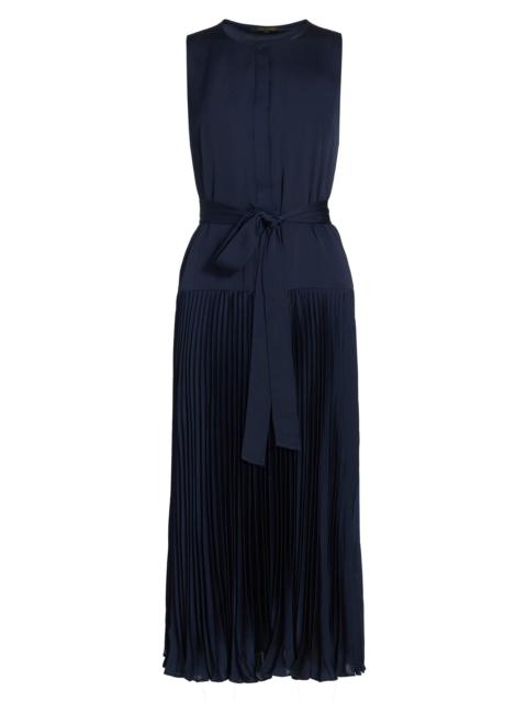 KOBI HALPERIN Women's Maxine Satin Tie-Waist Sleeveless Midi-Dress - Midnight Blue